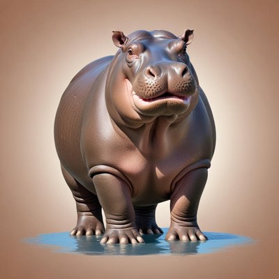 Hippo standing in shallow water