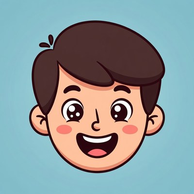 Happy cartoon boy face with smile