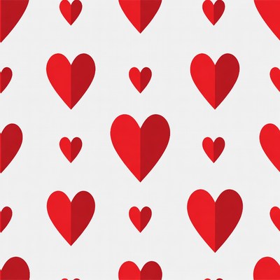 Red hearts on white background pattern