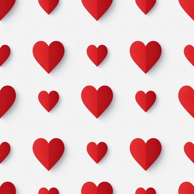 Red hearts on white background