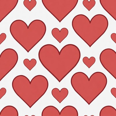 Hearts pattern on white background