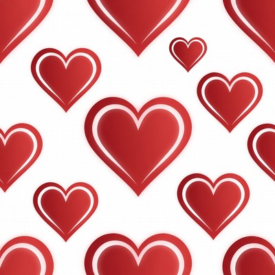 Red hearts on a white background