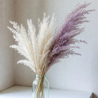 Pampas grass in glass vase