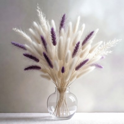 Dried flowers in glass vase arrangement
