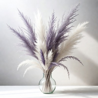 Pampas grass in clear vase arrangement
