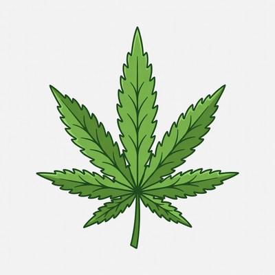 Green marijuana leaf with details