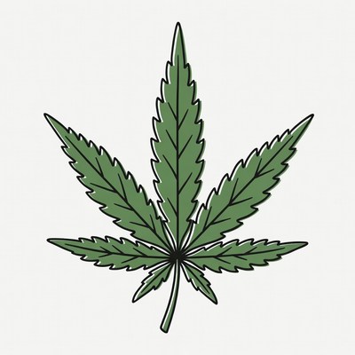 Cannabis leaf illustration on plain background