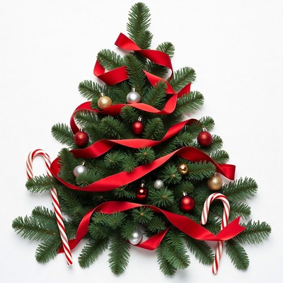 Decorated christmas tree with ribbons