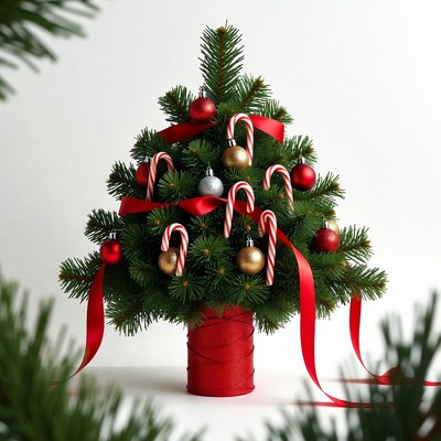 Christmas tree with decorations and candy canes