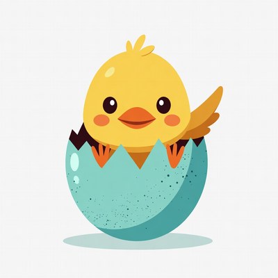 Cute chick hatching from an egg