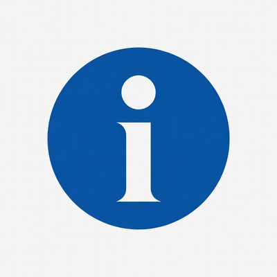Information symbol in blue circle format