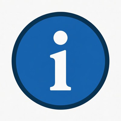 Circle with information symbol in blue