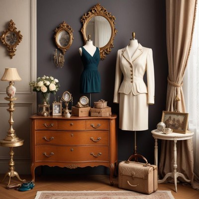 Displays of vintage fashion designs