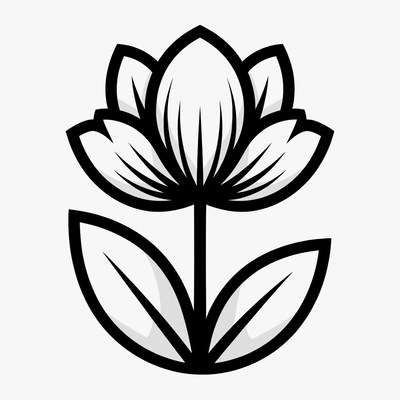 Black and white flower illustration design