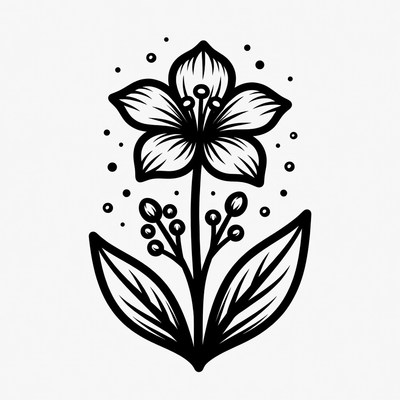 Black and white flower design with details