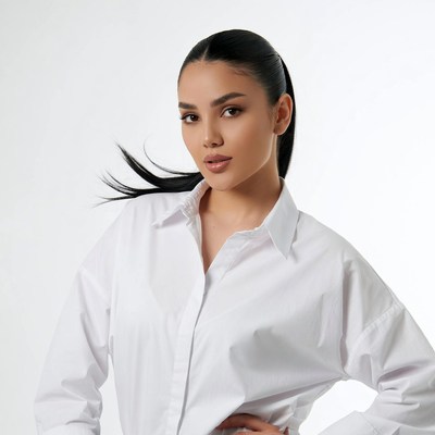 Portrait of a woman in a white shirt