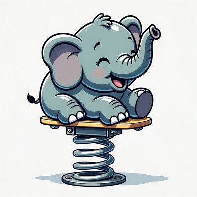Cute elephant on a spring toy