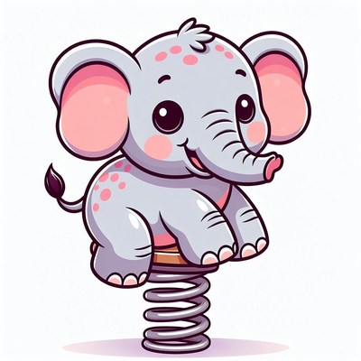 Elephant on spring toy in play area