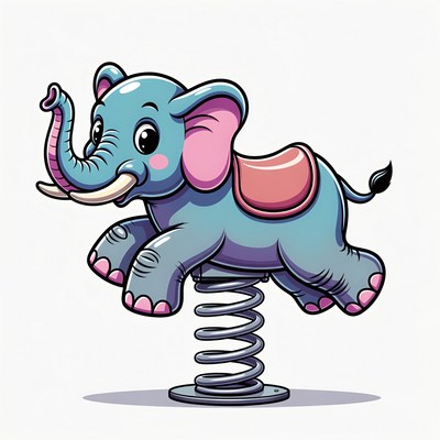 Colorful spring elephant toy in motion