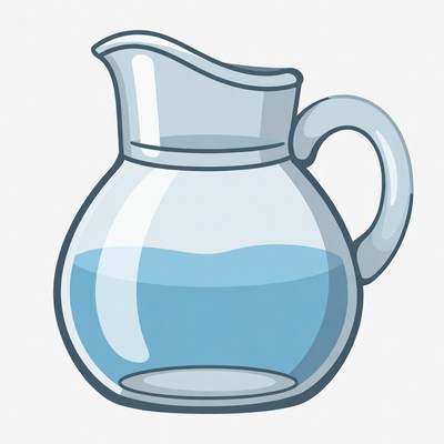 Clear pitcher filled with water
