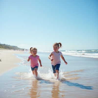 Children playing at the beach