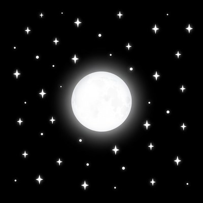 Bright moon shining in night sky