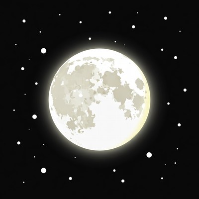 Bright full moon in night sky