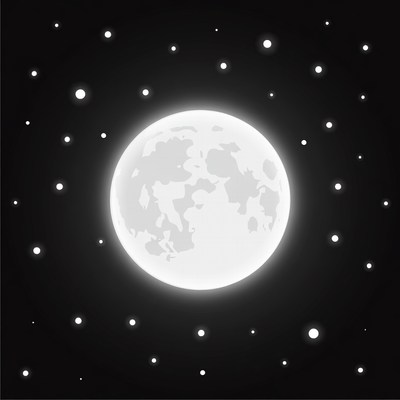 Full moon shines in night sky