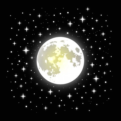 Full moon shines in night sky