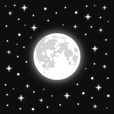 Bright full moon in starry night