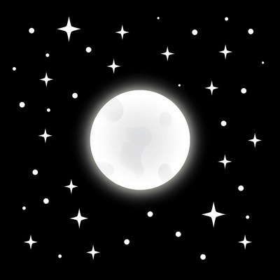 Bright moon shining in the night sky
