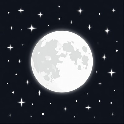 Bright full moon in night sky