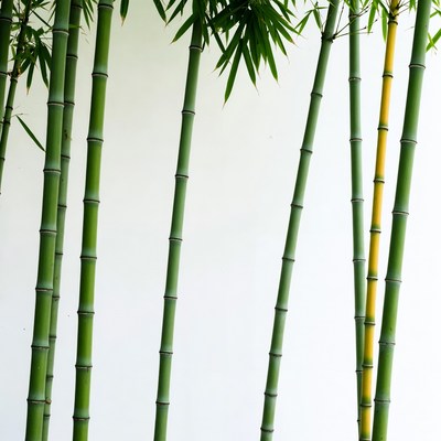 Bamboo growing by the wall