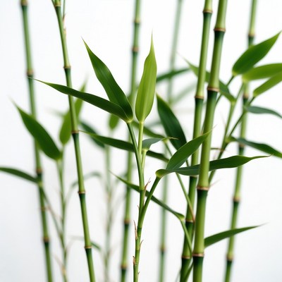 Green bamboo stalks in sunlight