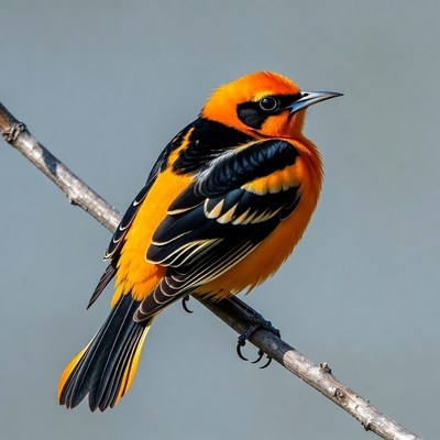 Bright orange bird on a branch