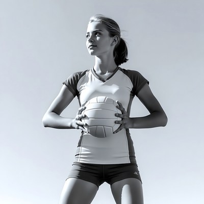 Girl holding volleyball outdoors