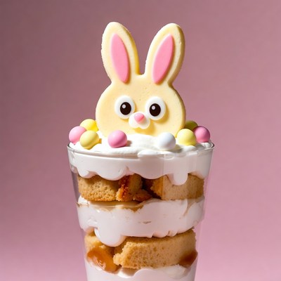 Dessert with bunny decoration in cup