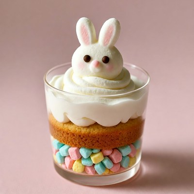 Easter dessert topped with a bunny!