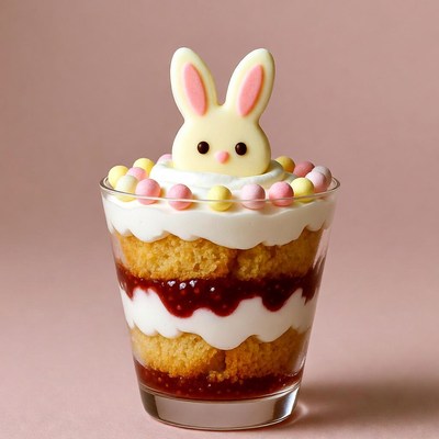 Dessert with bunny decoration in glass