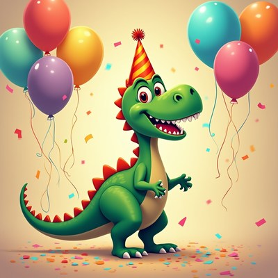 Dinosaur at a birthday celebration