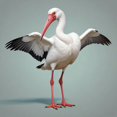 Bird with spread wings standing still