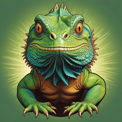 Lizard with bright colors and textures