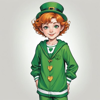 Girl in green outfit for celebration