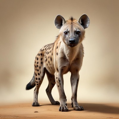 Hyena standing on sandy ground
