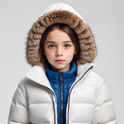 Child in winter coat with fur hood
