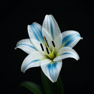 Flower with blue stripes on petals