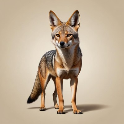 Coyote standing in a neutral background