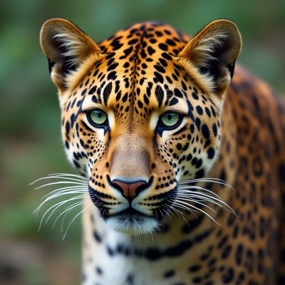 Leopard in natural habitat showing features