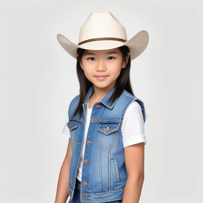 Girl wearing cowboy hat and vest