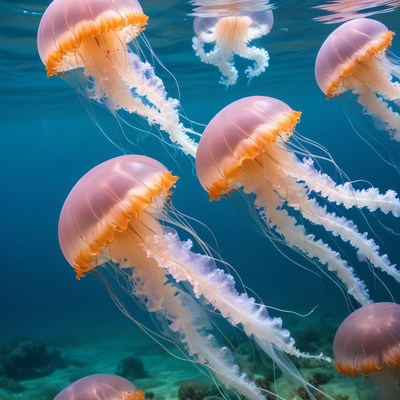 Jellyfish swimming in clear ocean water